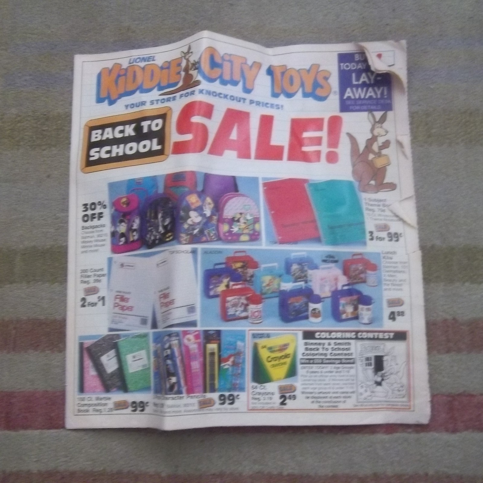 Vtg. 1992 Lionel Kiddie City Toys Store Ad Back to School Nintendo Trolls Barbie