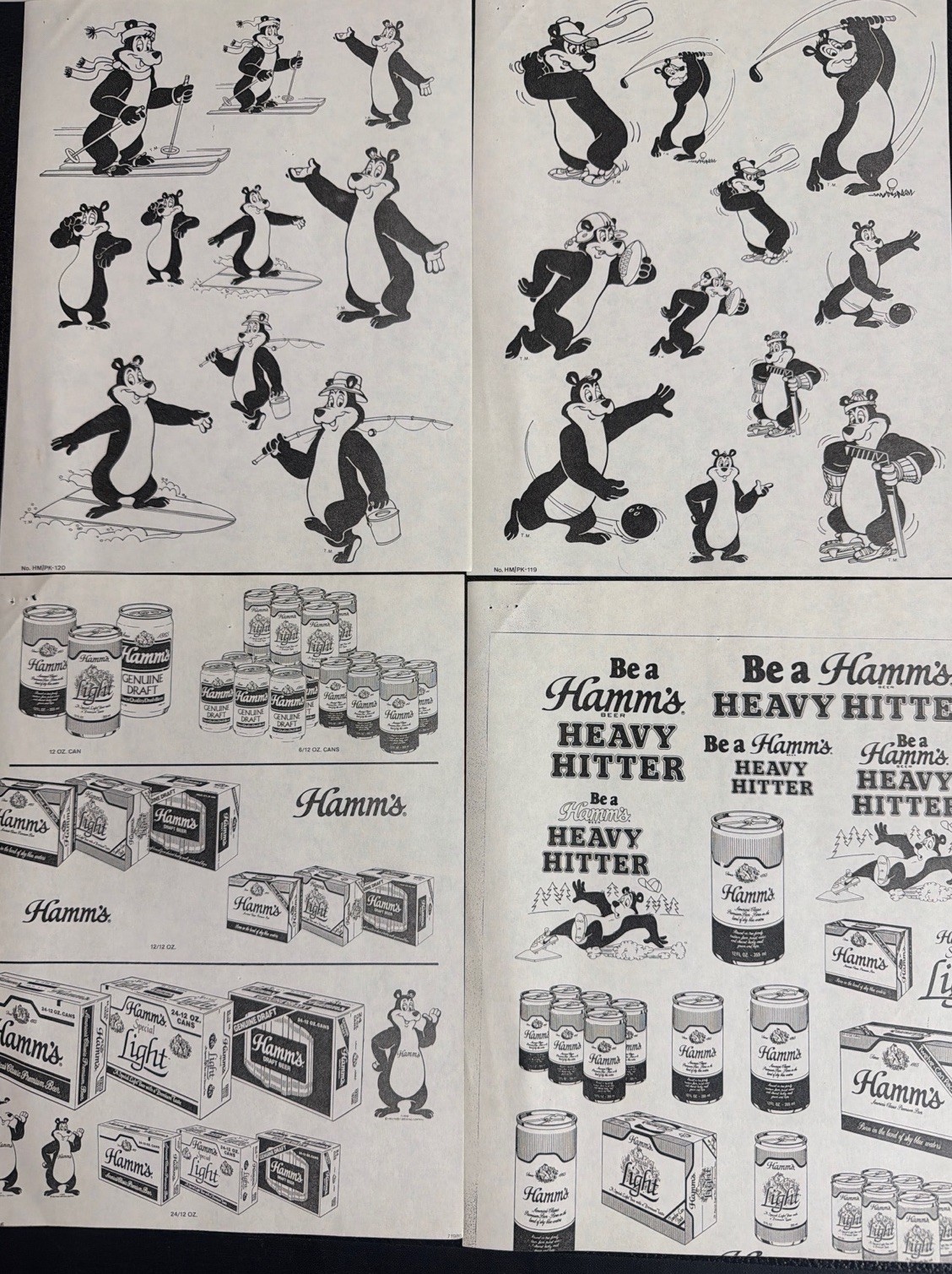 Vintage Hamm's Beer Ad Production Sheets Lot Hamm's Bear Packaging Proofs