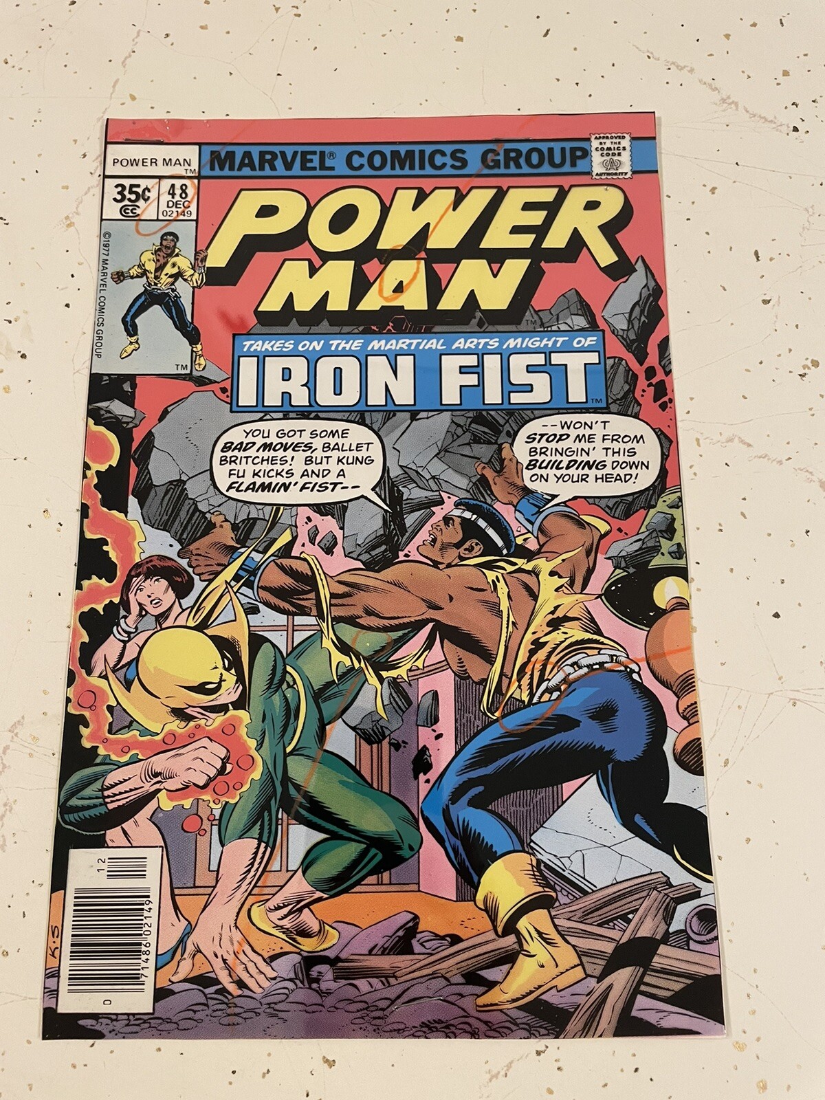 LUKE CAGE POWER MAN #48 comic COVER ART 4 color acetate 1977 IRON FIST KEY  KANE