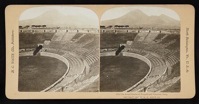 Photo:Pompeii Italy Amphitheatre and Vesuvius 1902 Stereo View