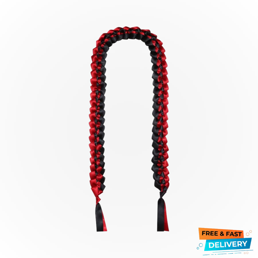 Graduation Lei Cord: Red Black Penta Angel 2023 Braided Ribbon Gift