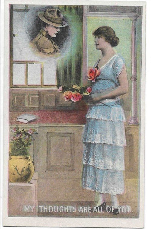 ANTIQUE Postcard       MILITARY ROMANCE  -  \