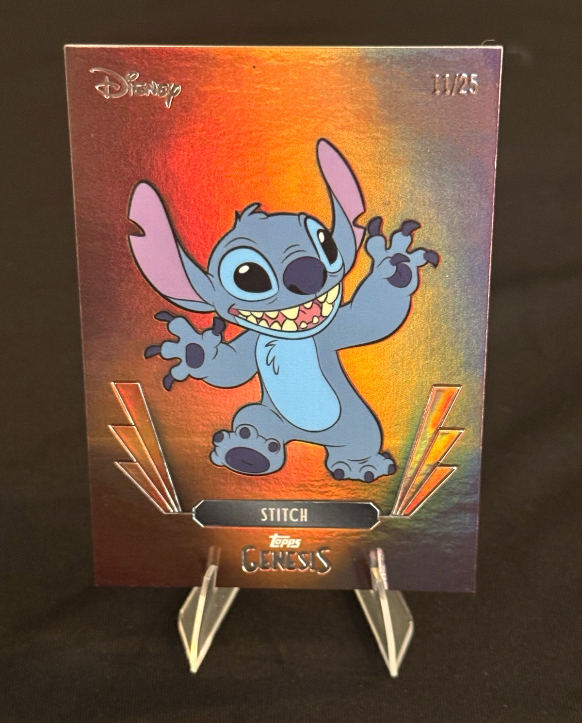 2025 Topps Genesis Disney STITCH #30 Serial Numbered 11/25 Orange Foil
