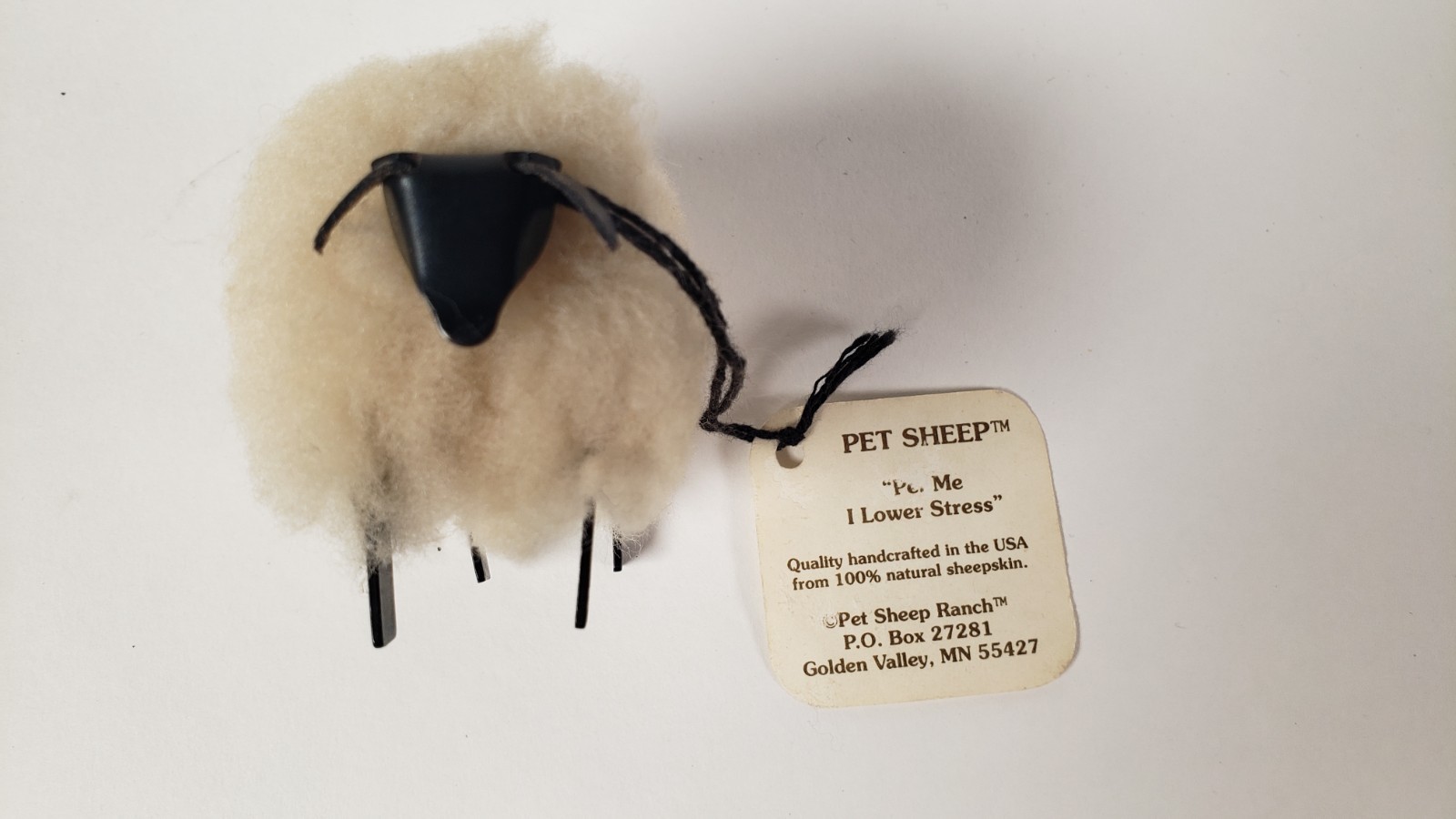 Vintage U.S Handcrafted Natural Sheepskin Wool Novelty Figurine/Stress Reliever