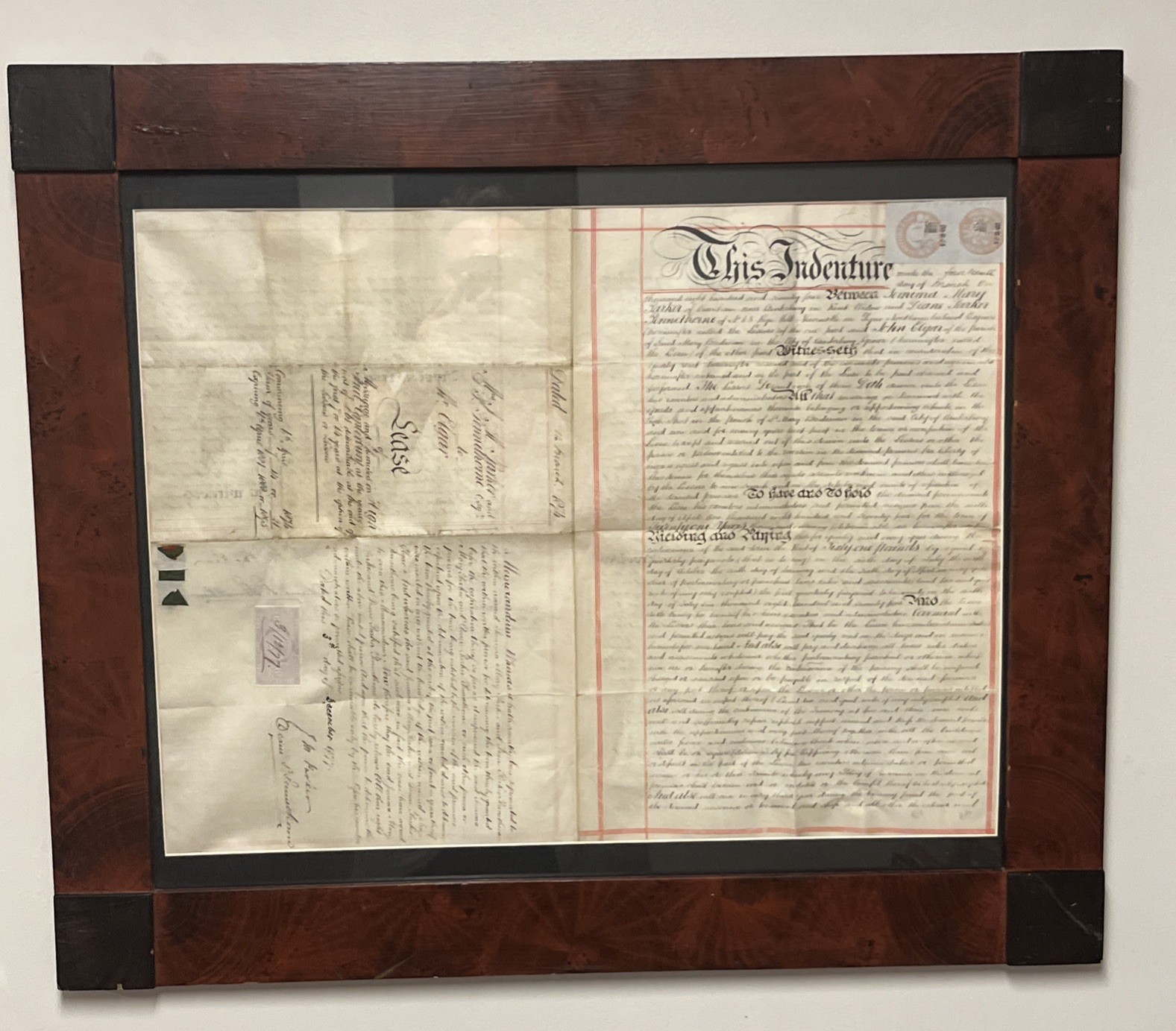Antique 1874 Vellum Indenture Deed Canterbury England Revenue Stamp Framed Rare