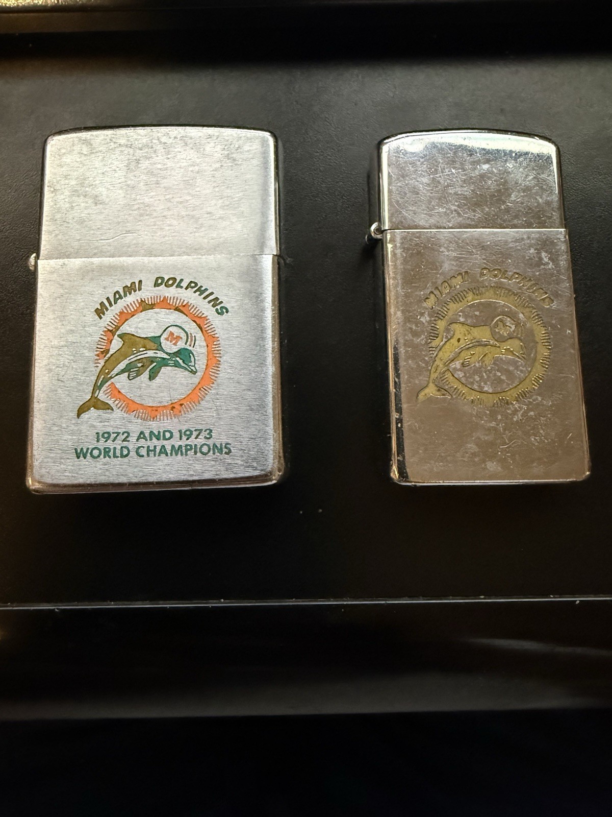 Vintage 1972 & 1973 Miami Dolphins Slim & Regular NFL Football  Zippo Lighter