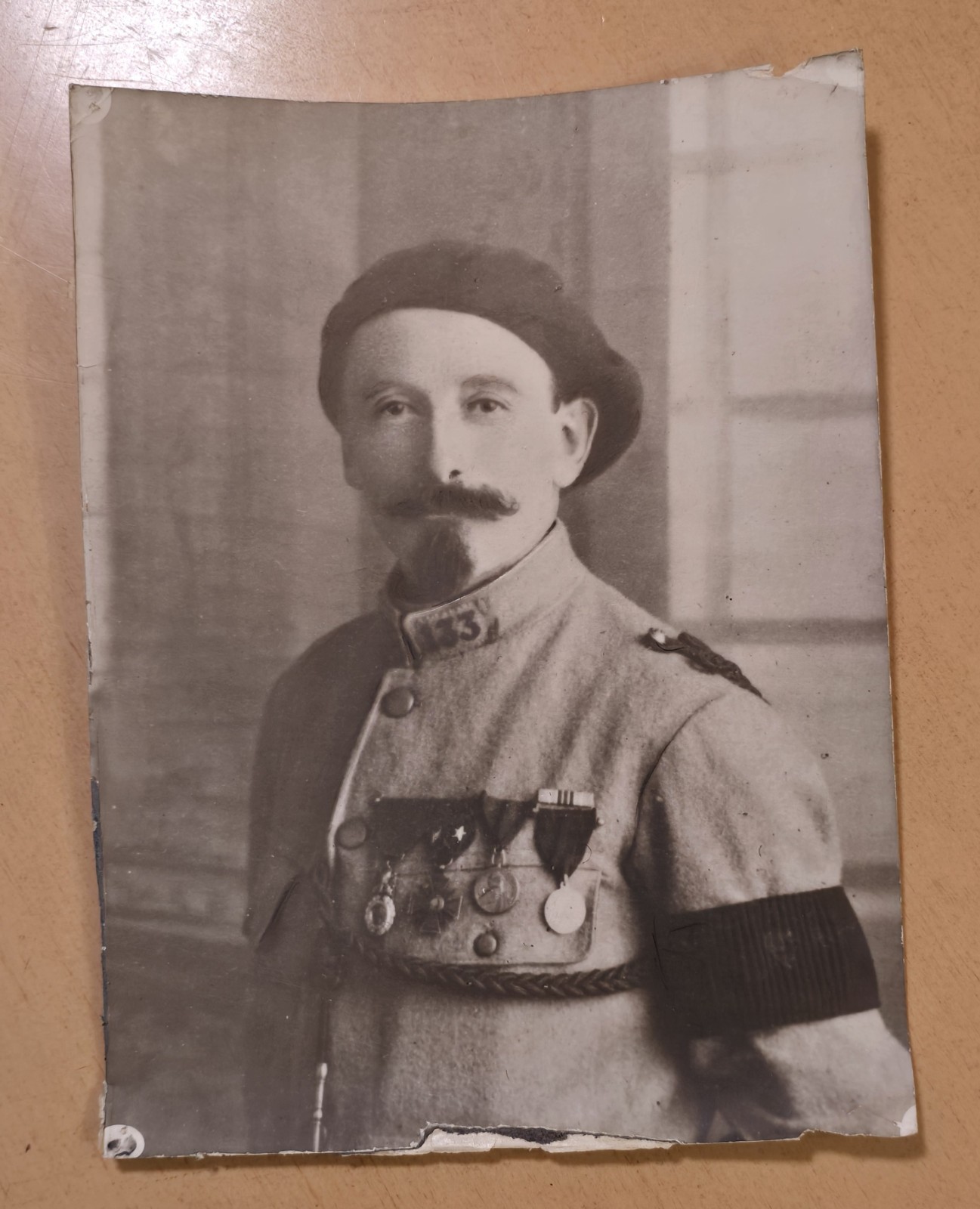 WWI French Soldier Large Military Wartime Photo 133rd Infantry Regiment Medals