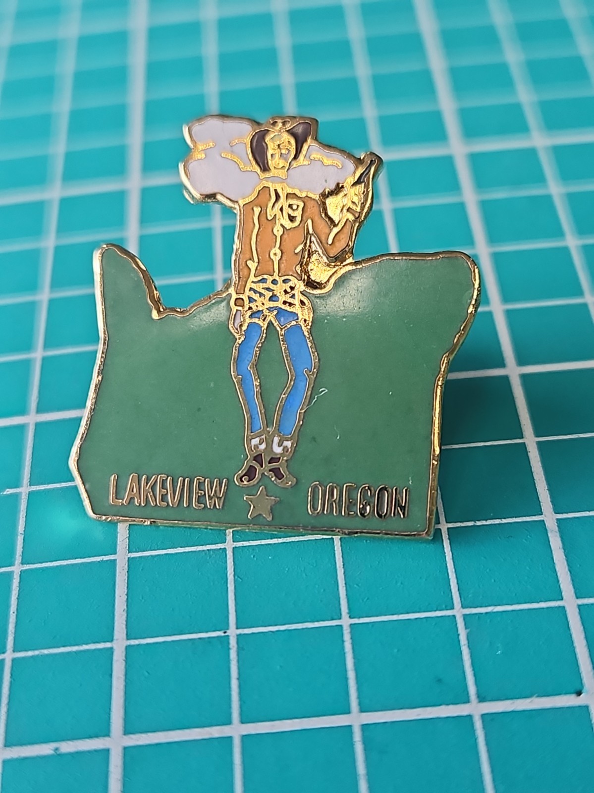 Vtg Oregon Lakeview Souvenir Gold Tone Lapel Pin 