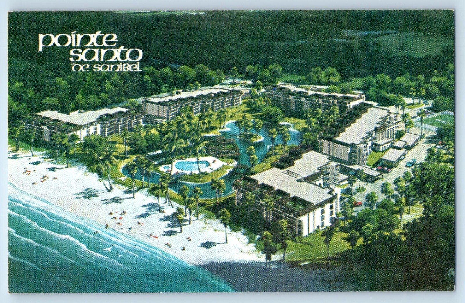 c1960 Sanibel Island Florida Postcard Pointe Santo De Sanibel Aerial View Beach