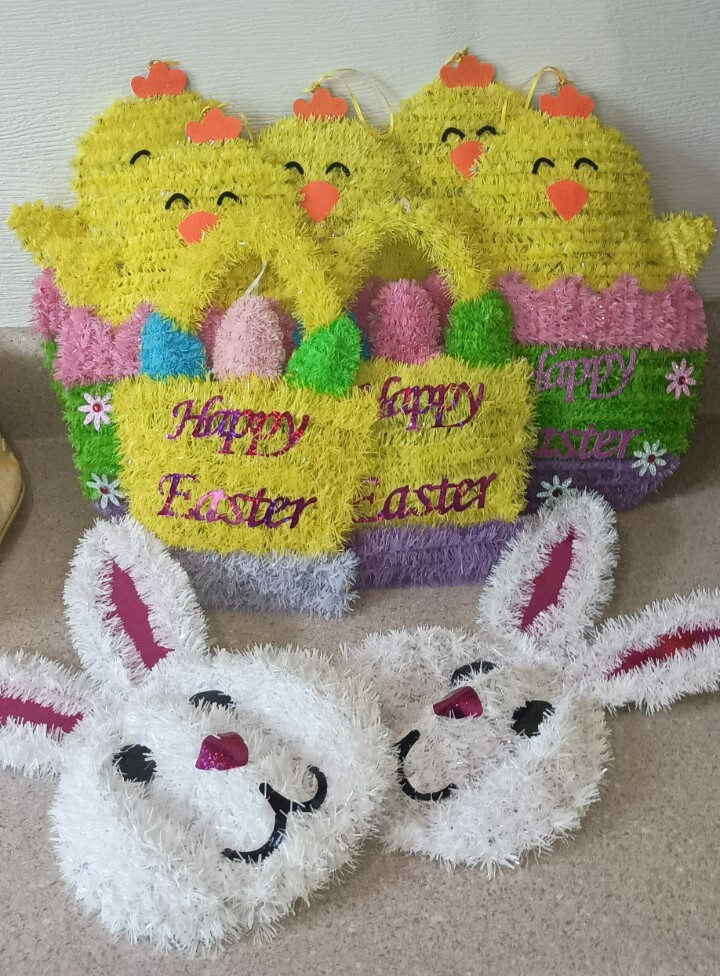 9 Piece Easter Home Decor Lot Bunny Basket Baby Chic's Ships For Free