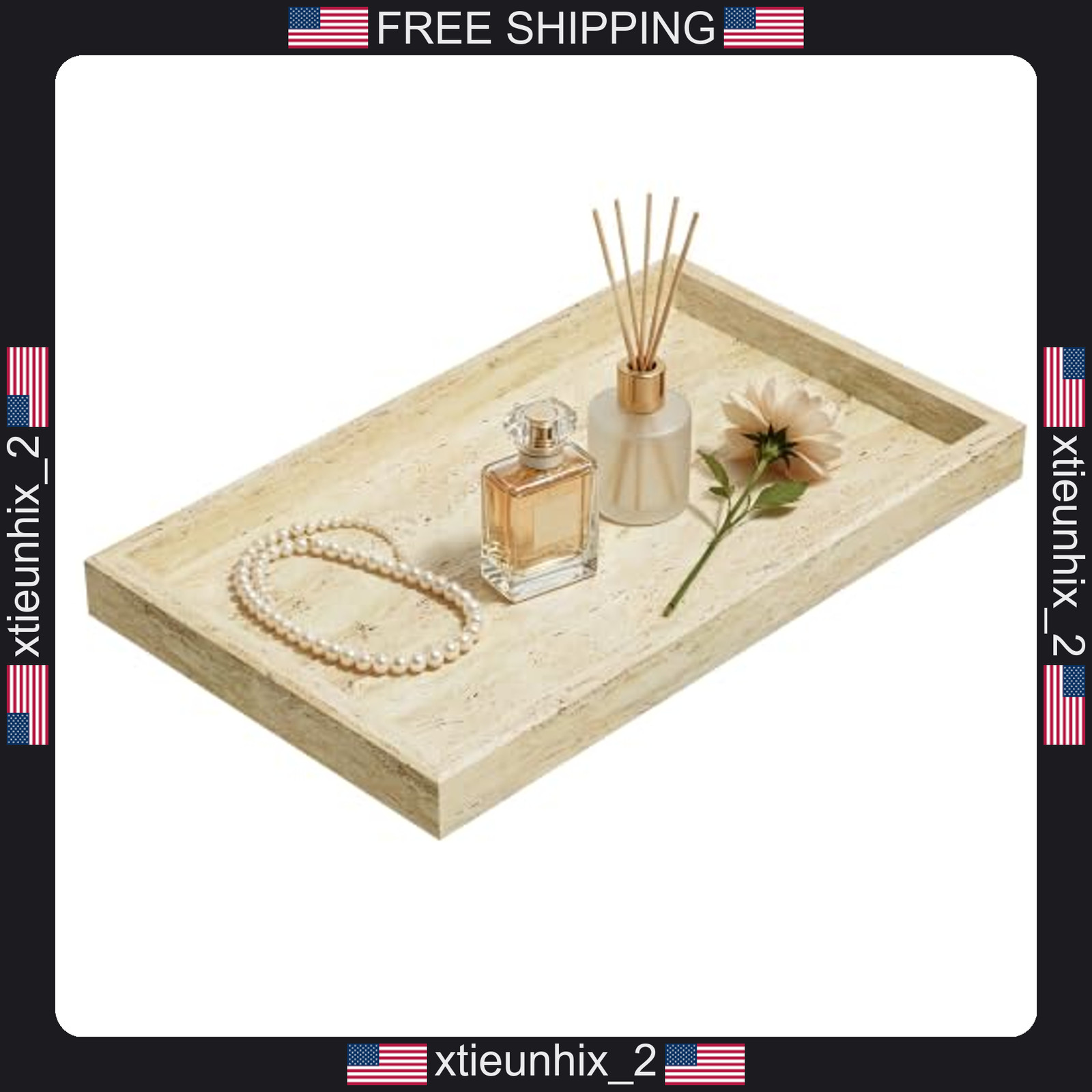 Marble Vanity Tray 11.8x7.9in Natural Stone Jewelry Makeup Organizer