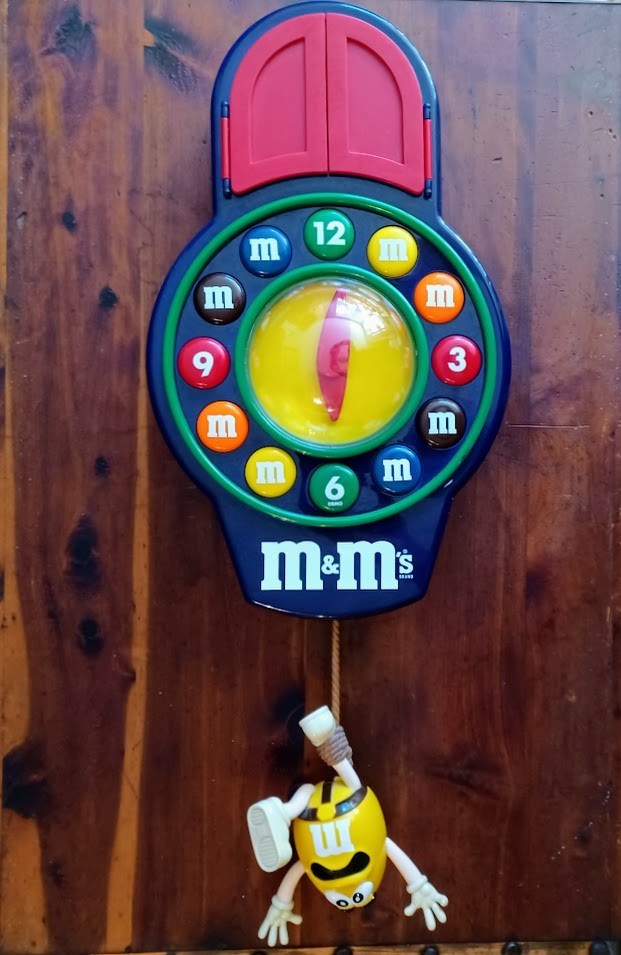 Vintage M&M's Animated Pendulum Cuckoo Wall Clock 2001 Mars Talking WORKS Great