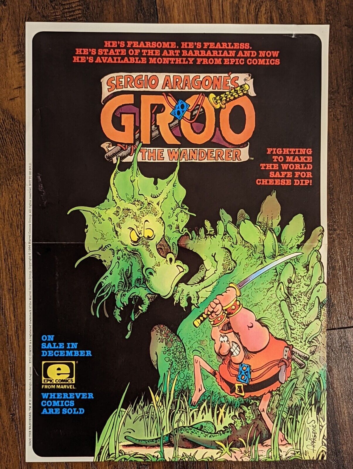 1984 Groo poster Original Groo the Wanderer Marvel Epic Comics 16\