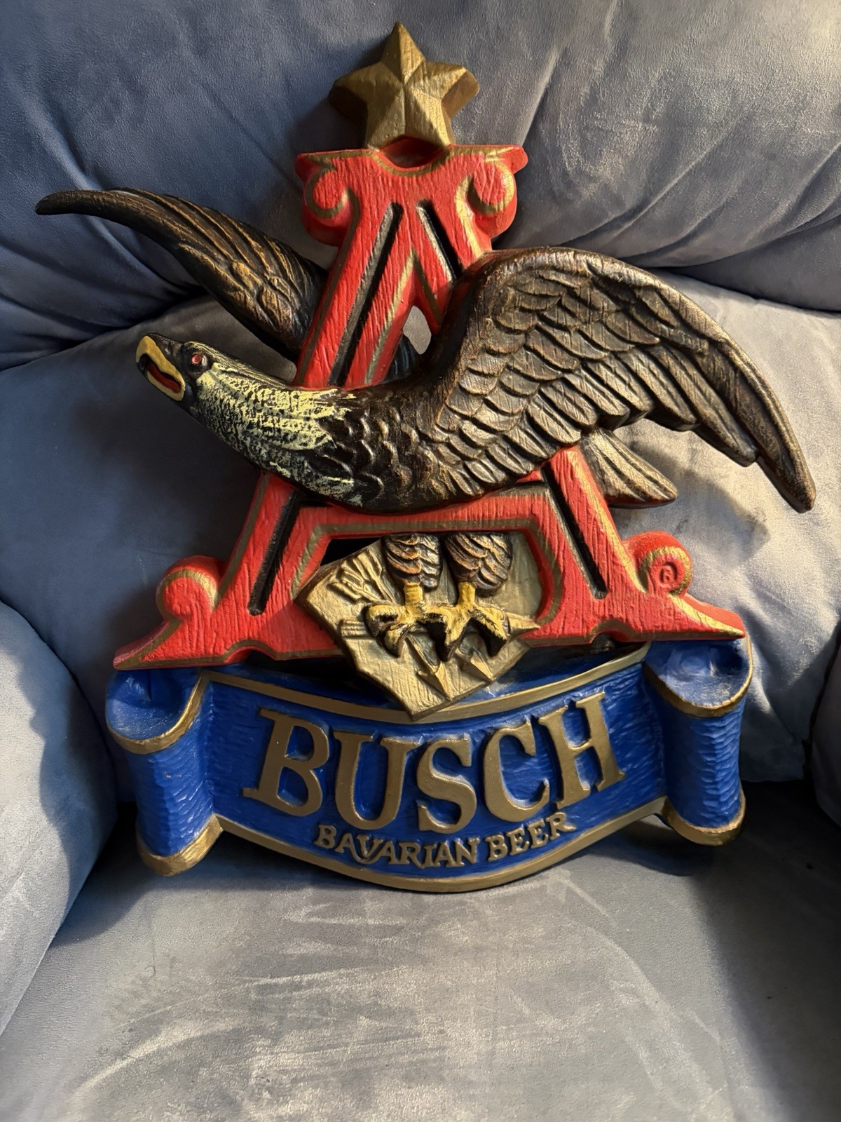 Vintage 1970’s Anheuser Busch Bavarian Beer 3D Sign Flying Eagle Over “A” Logo