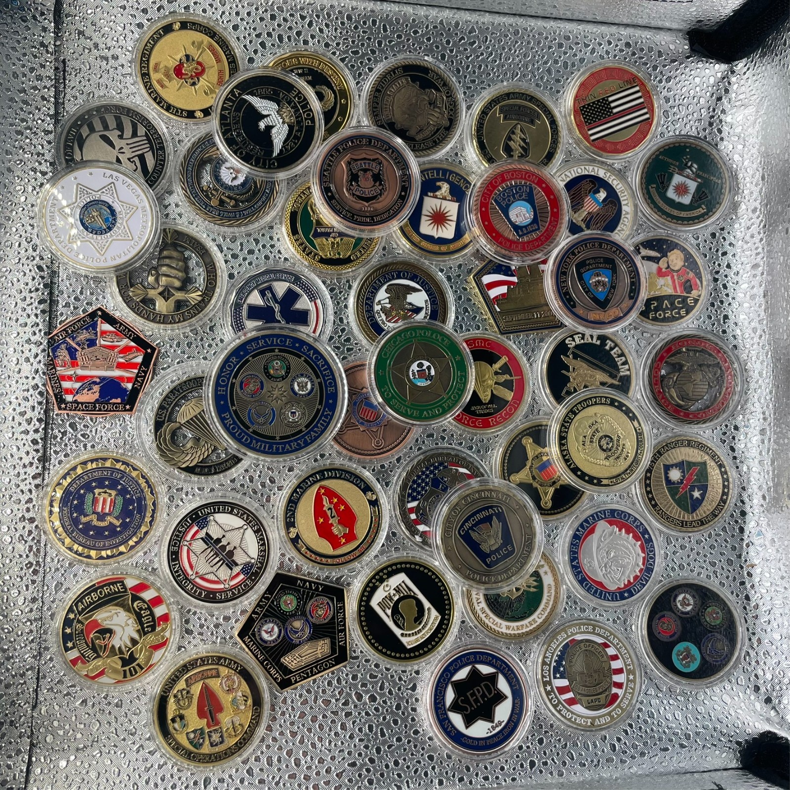 CHALLENGE COIN LOT SET OF 12 DIFFERENT MILITARY, POLICE, FEDERAL LAW ENFORCEMENT