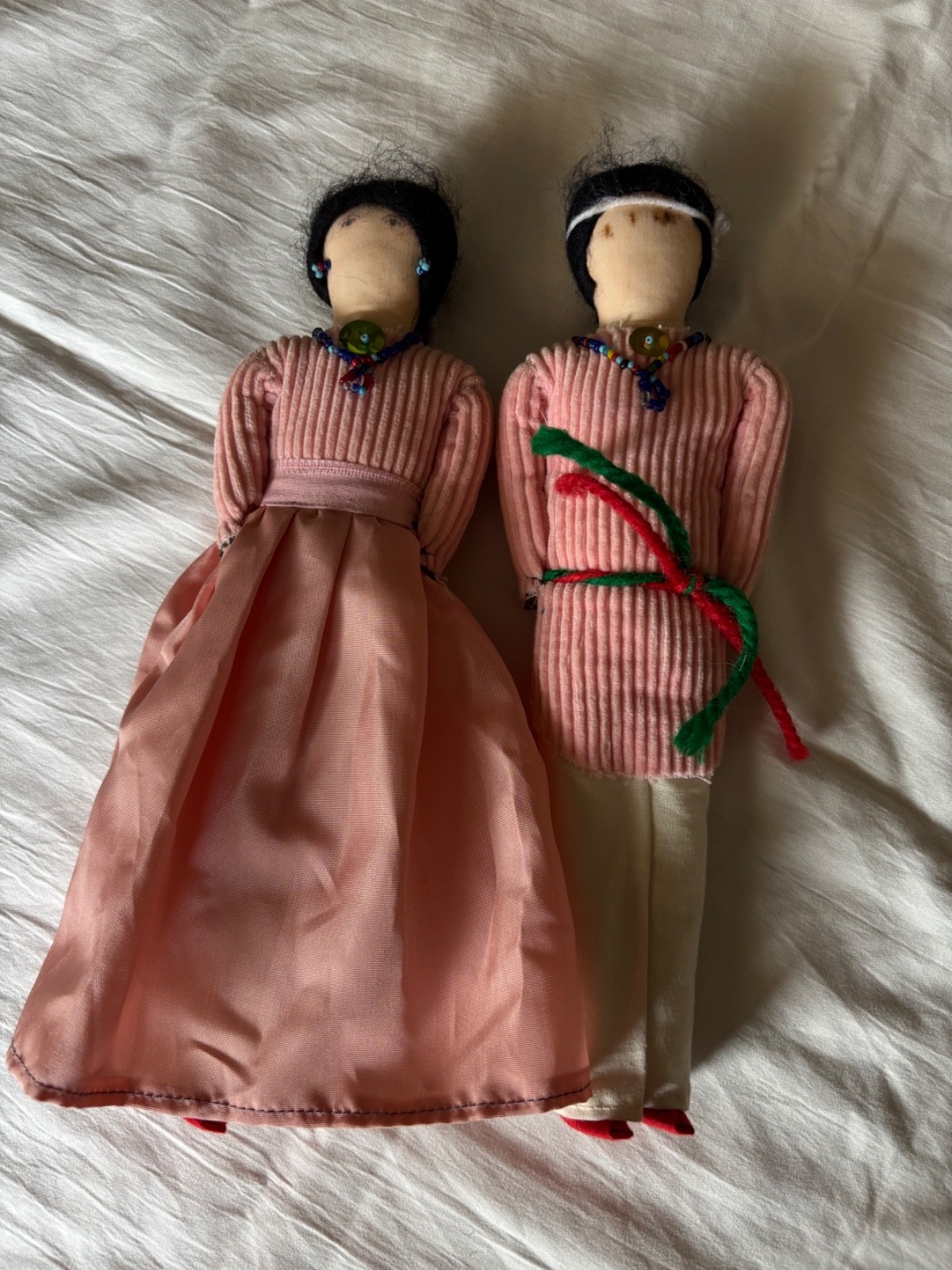 Vintage Mexican Folk Art Dolls Set of 2 Senorita Senor 1950s