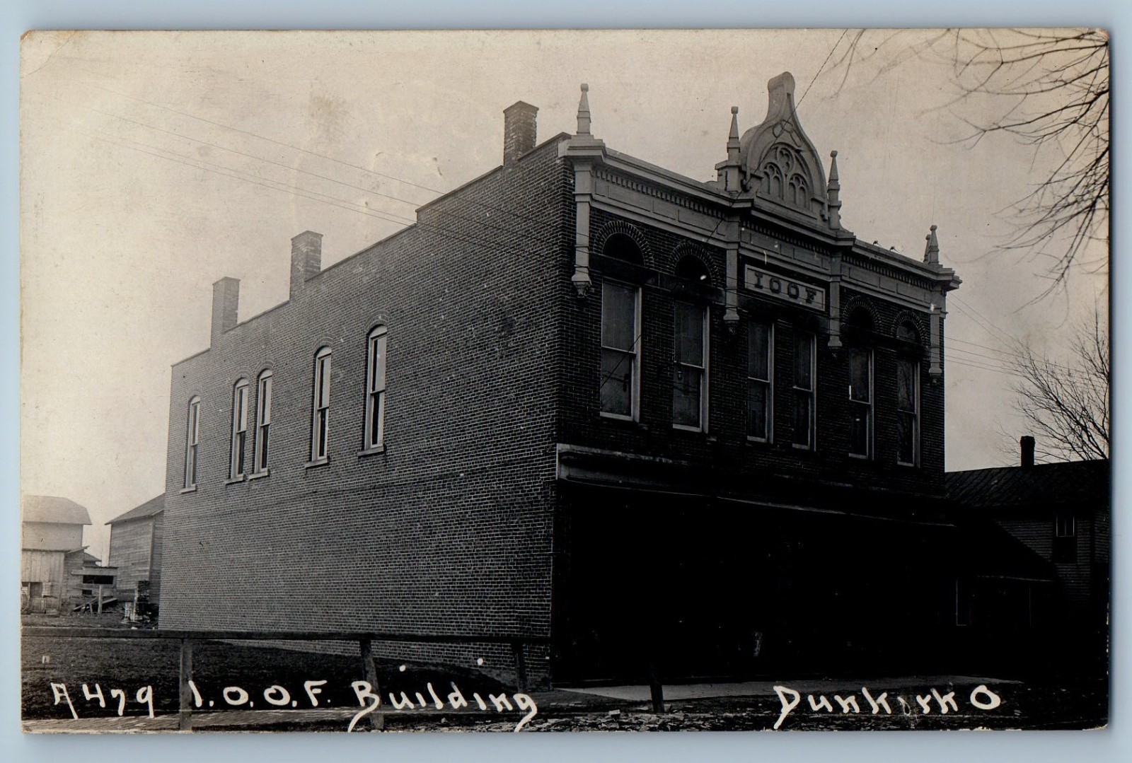 1909 I O O F Building Scene Street Dunkirk Ohio OH RPPC Photo Antique Postcard