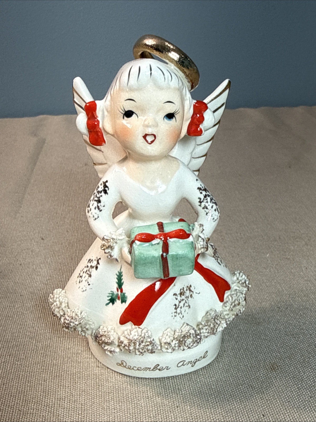 Vintage December Birthday Angel Girl Figurine Japan MB Daniels Highmount 4.5