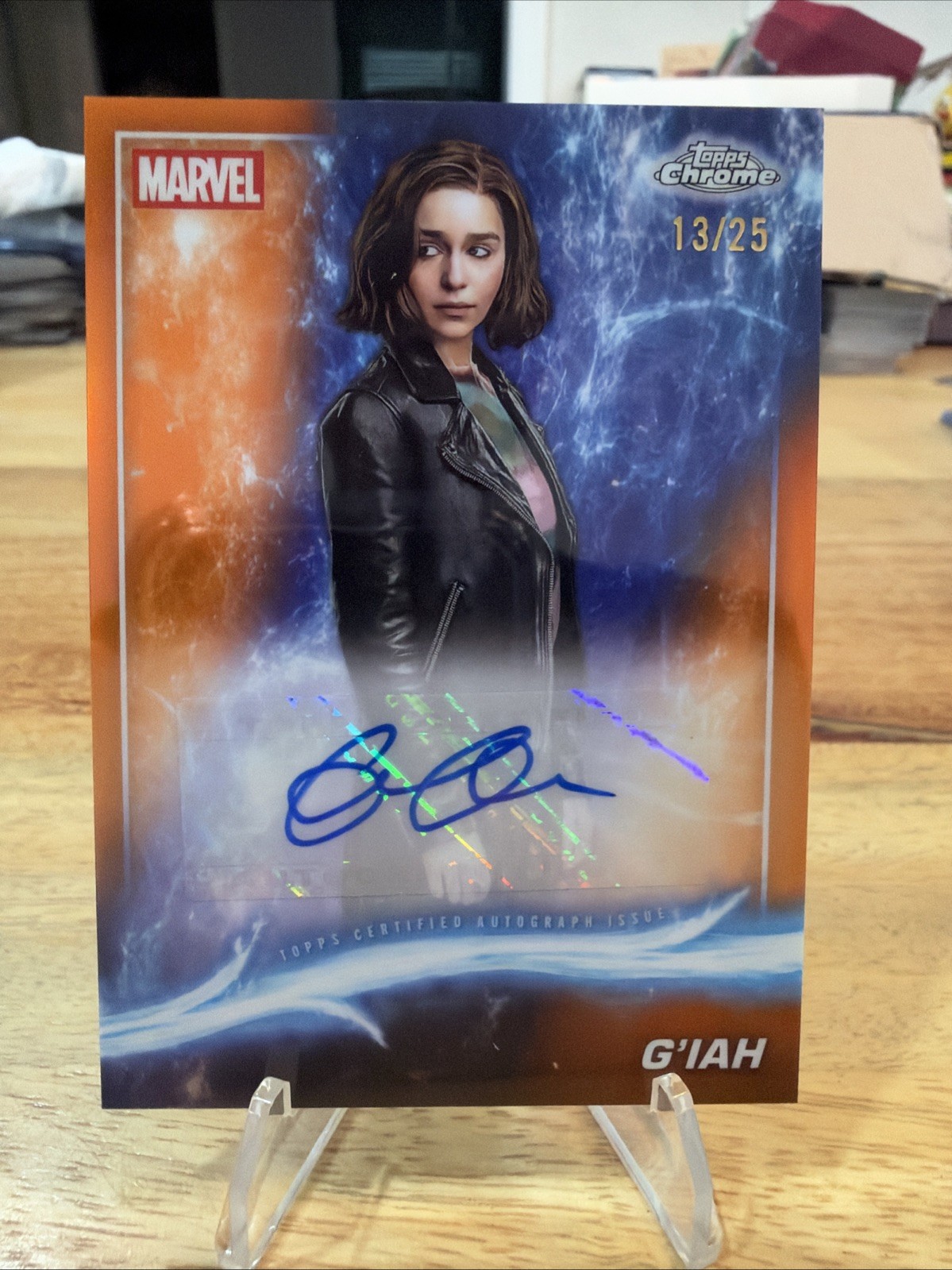 2025 Topps Chrome Marvel Studios Emilia Clarke as G\'iah Auto Orange /25 #AA-EC