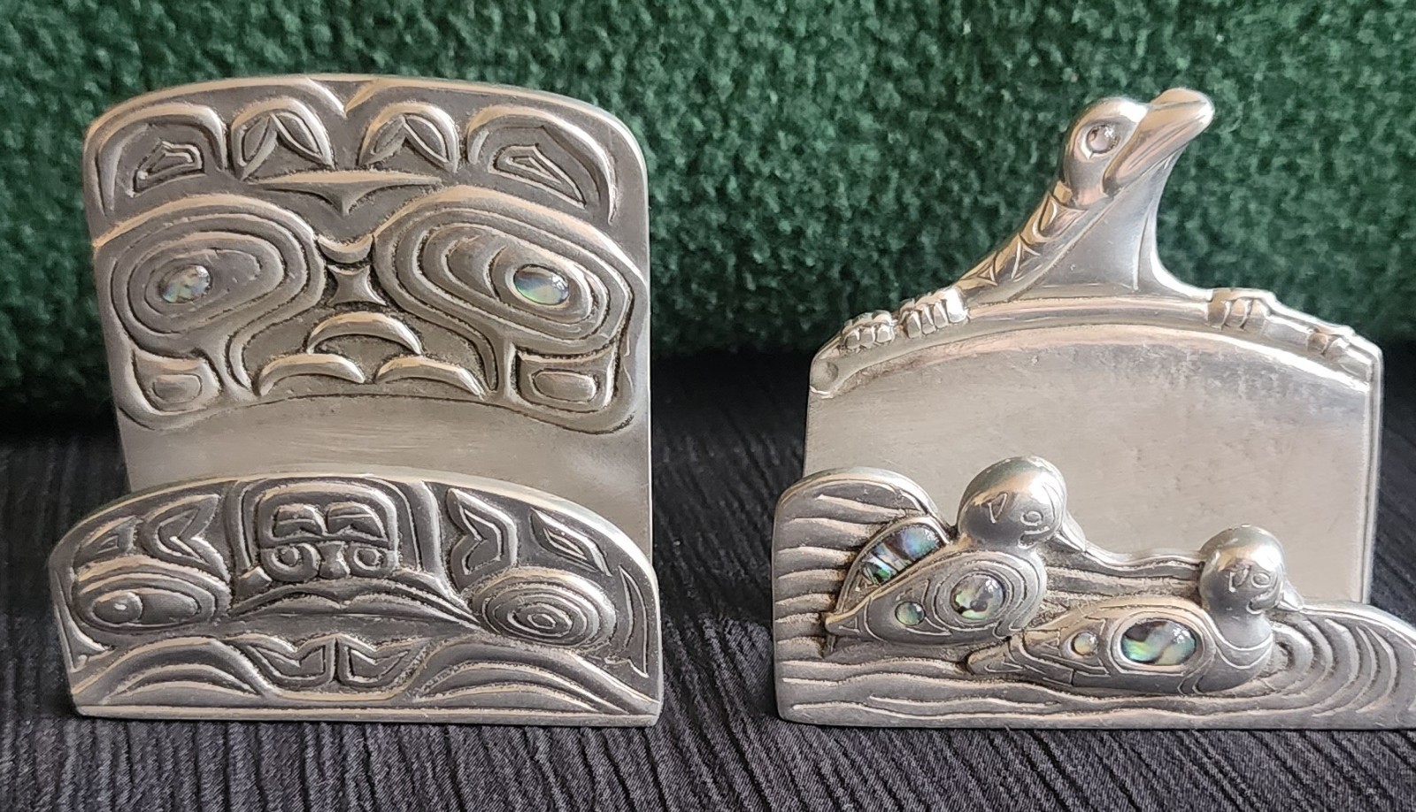 Pair of Glen Rabena Haida Card Holders Northwest Coast Indigenous Beaver + Ducks