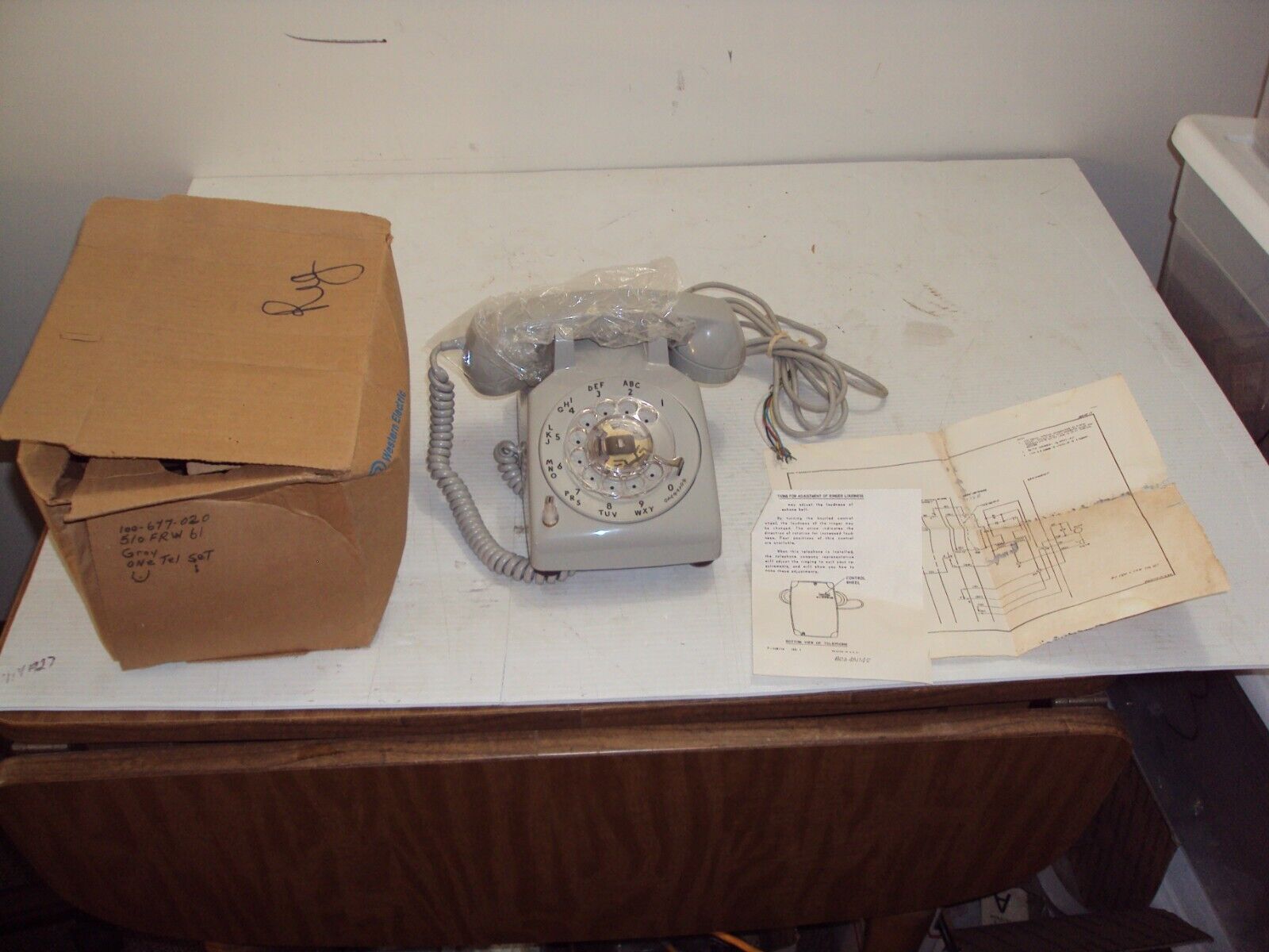 Vintage NOS, OEM Western Electric Rotary Phone, Gray, 100-677-020