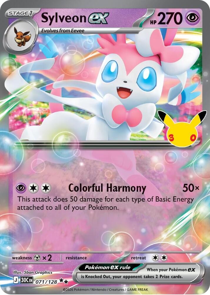 Sylveon ex 071/128 Double Rare ME: 30th Celebration NM