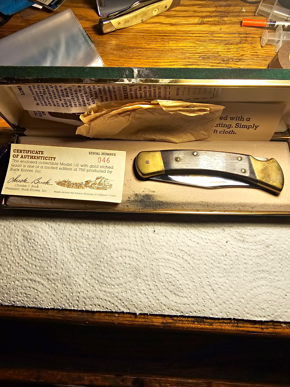 Buck 110 Limited Edition Gold Quails Numbered 46/750.