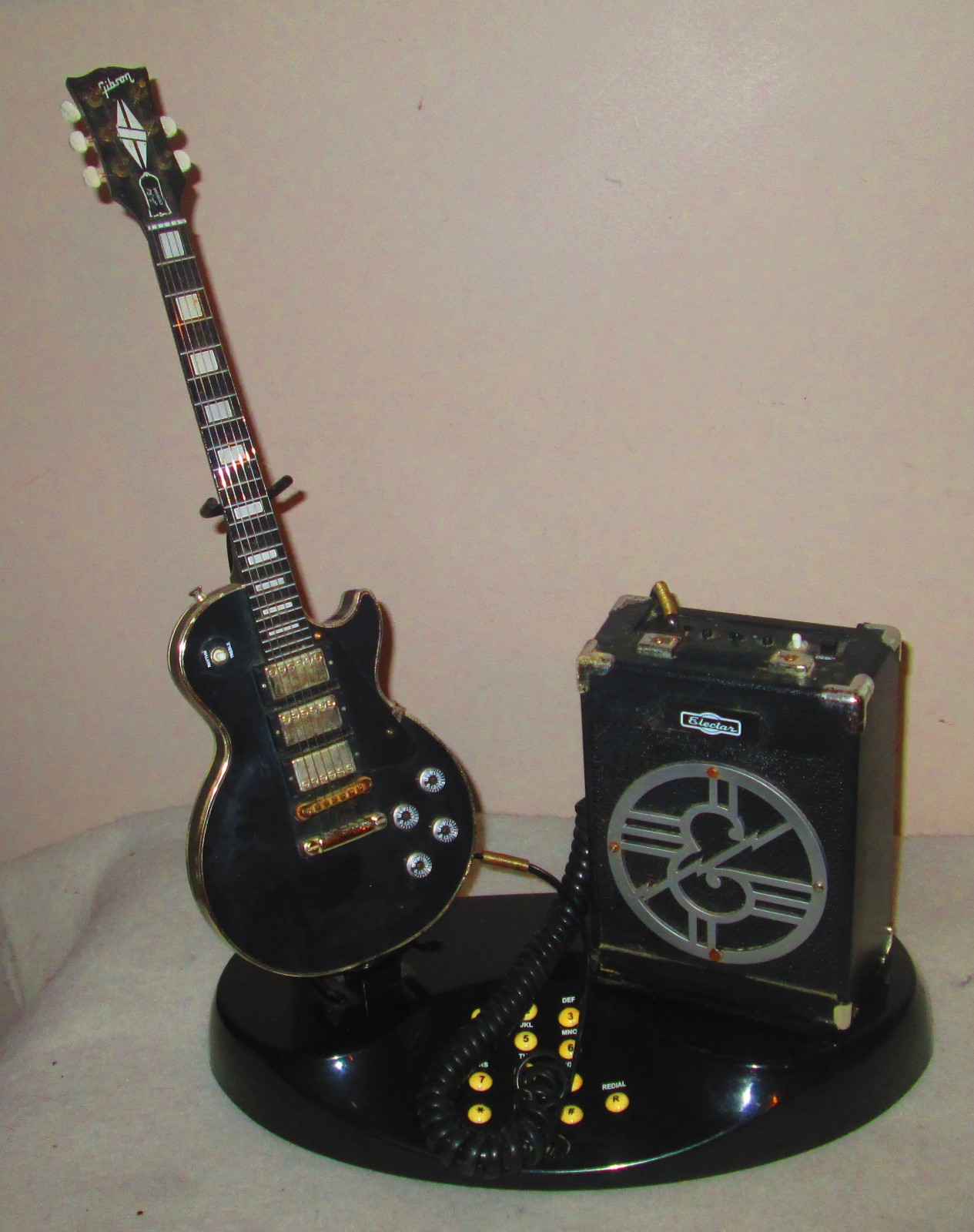 Telemania Black Gibson Les Paul Collectible Guitar & Amp Telephone Untested