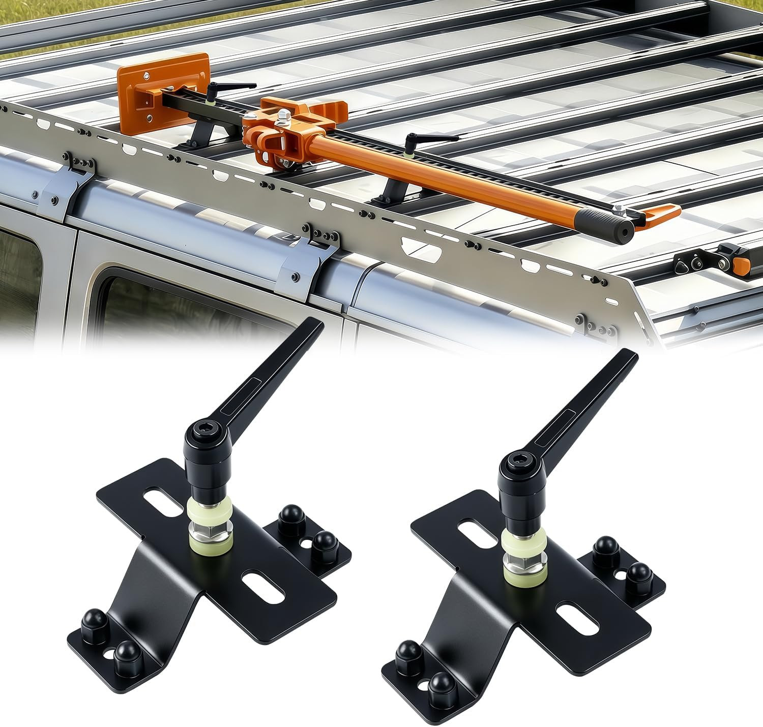 2 Pcs Farm Jack Mount for Roof Rack, High Lift Jack Mounting Brackets Works with