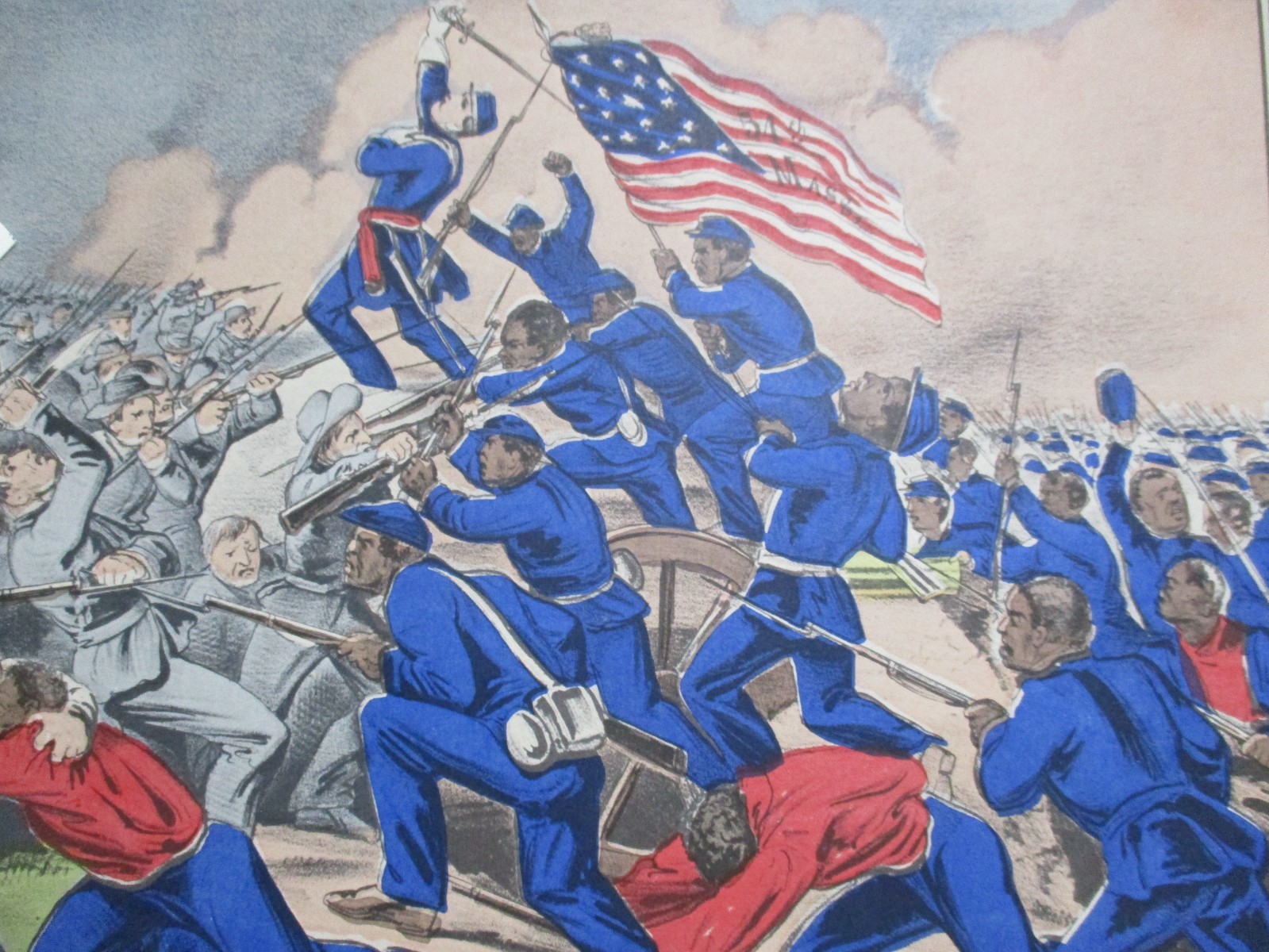1960 Currier & Ives Civil War Print - 54th, Black Soldiers Attack Fort Wagner