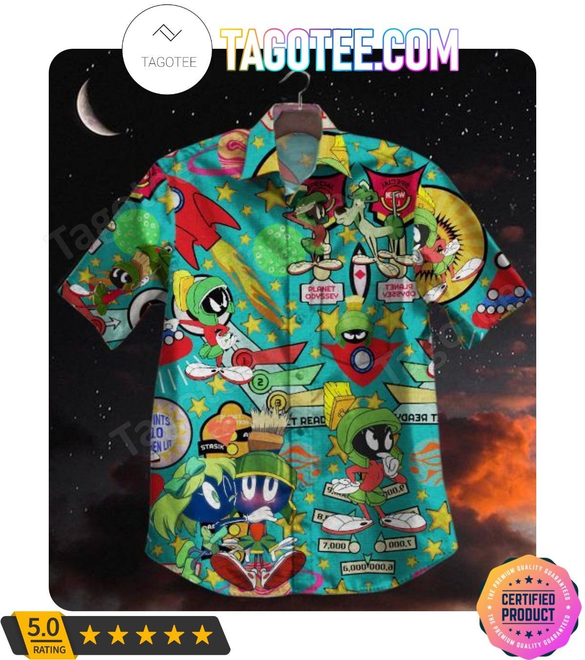 Marvin The Martian Turquoise Aloha Hawaiin Shirt full sizes ZXC31