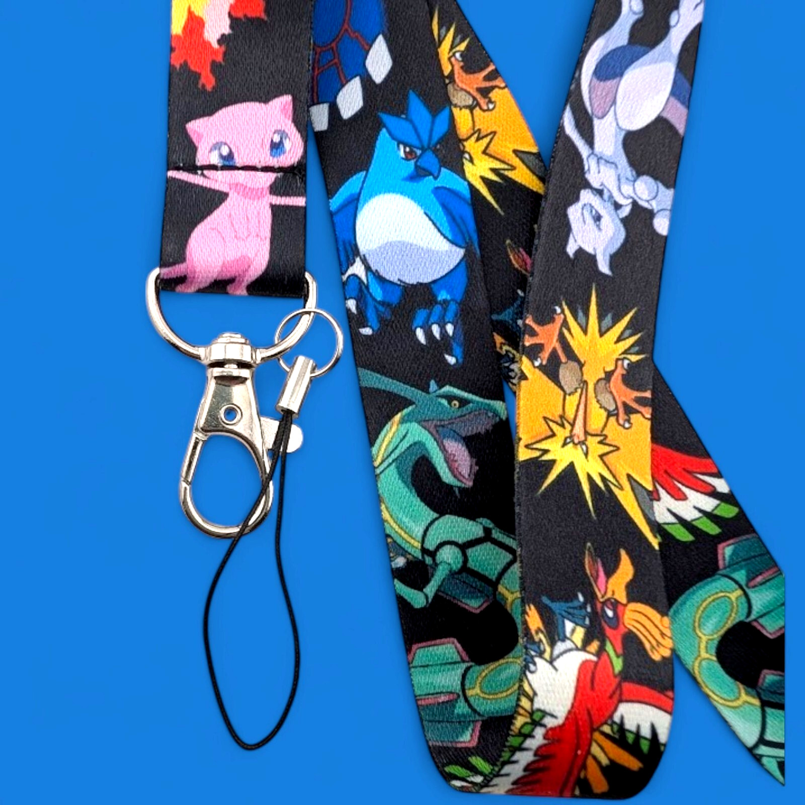 LEGENDARY POKEMON LANYARD black neck strap ID badge clip go mew mewtwo zapdos Z1