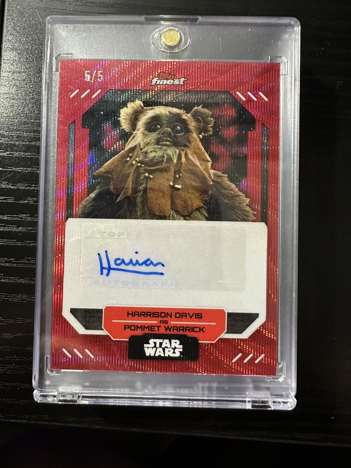 Topps 2023 Finest Star Wars Auto Harrison Davis FA-HD 5/5 *OMEGA* Red Refactor.