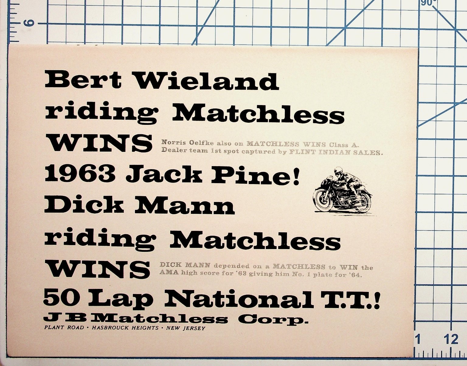 1963 Matchless Motorcycle Racing Ad Dick Mann Bert Wieland AMA Ephemera