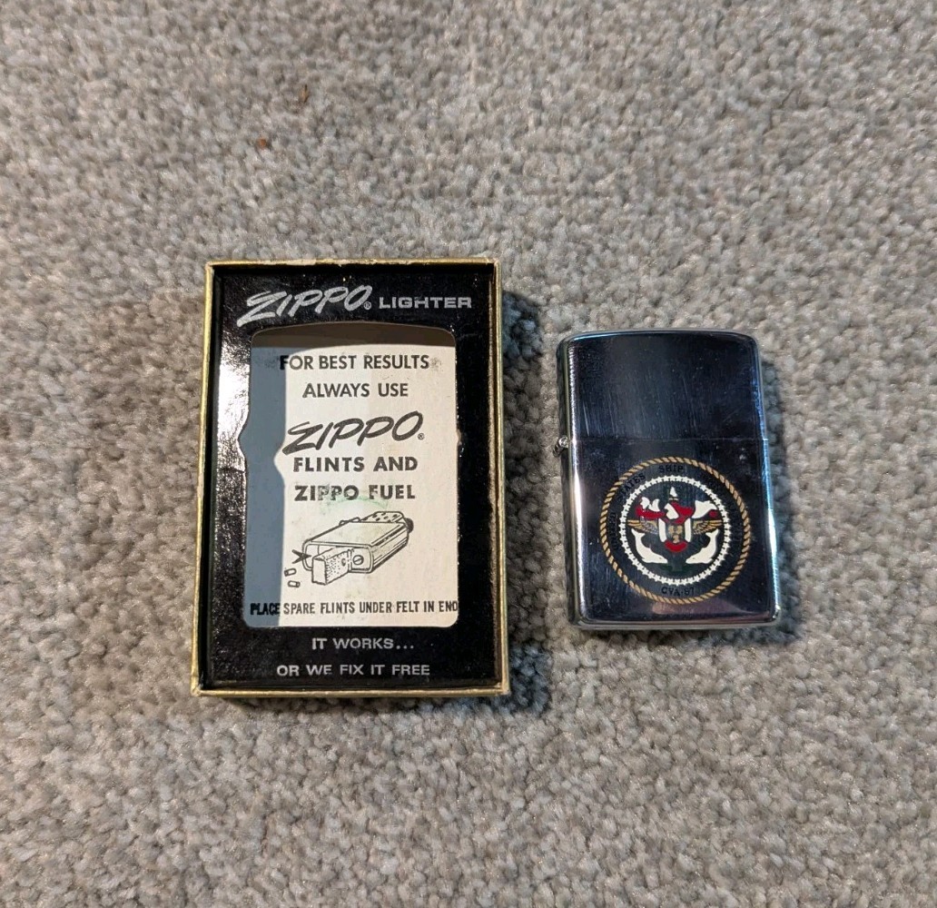 Vintage Zippo Lighter US Navy Ship John F. Kennedy CVA-67 Military 1960s 70s 