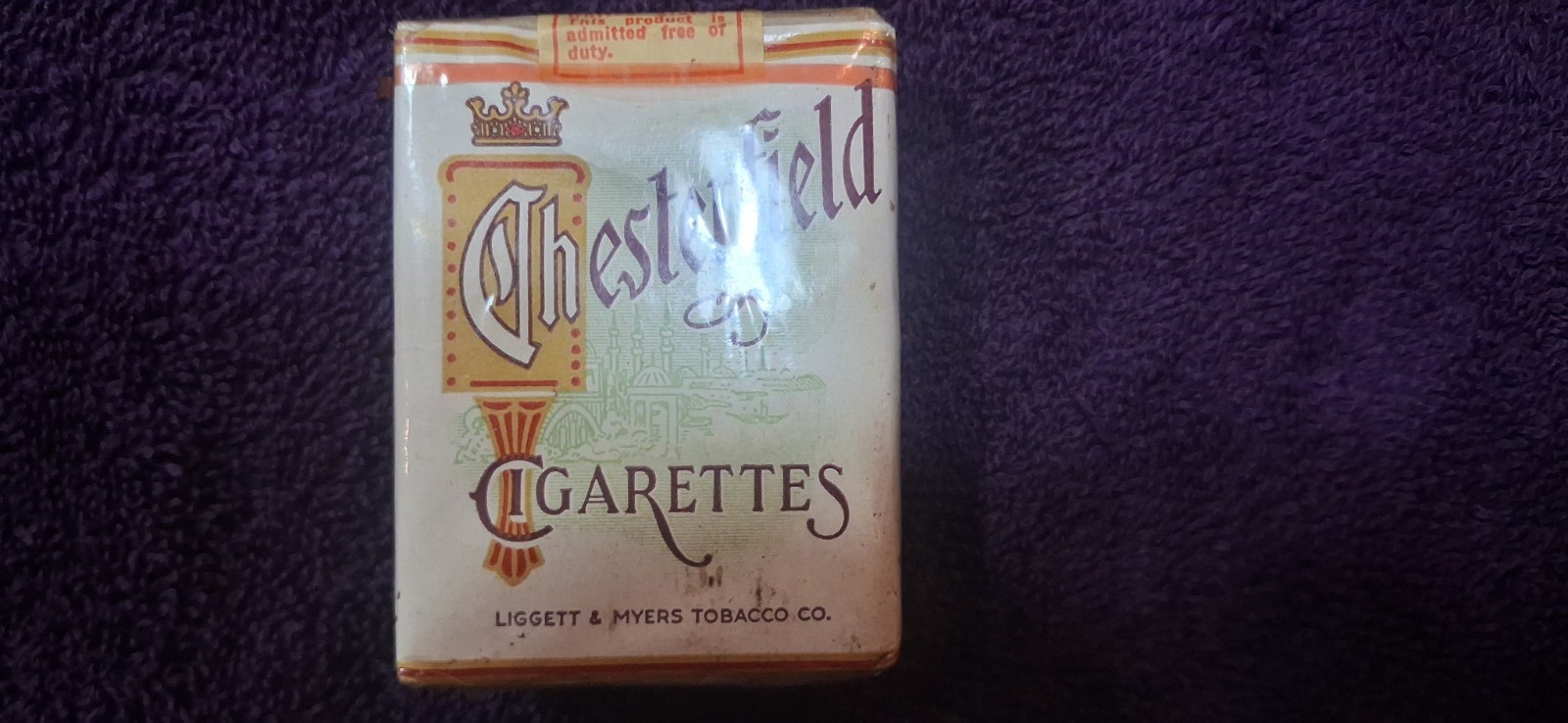Vintage WW2 GI issue Chesterfield Free stamp (empty). Vintage WW2 GI issue Chesterfield Free stamp (empty).