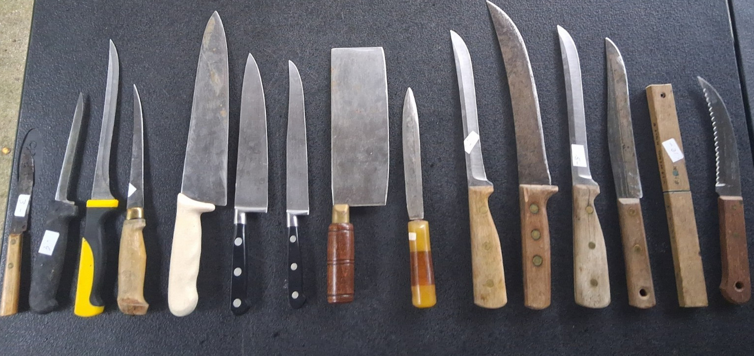 Lot Of 15 Vintage Misc Fixed Blade Knives Cleaver Bakelight Dexter Russel Flea m