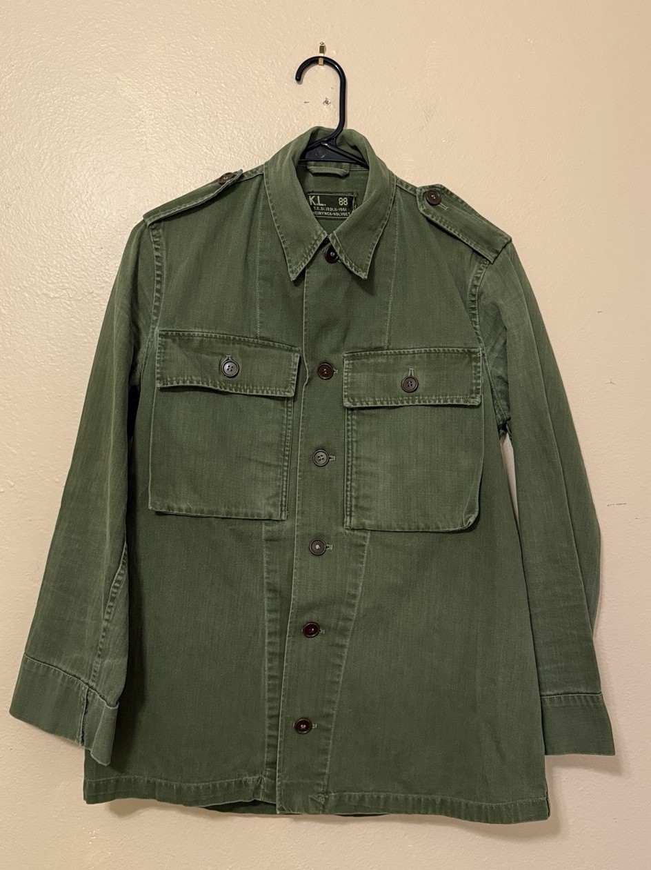 Vintage 1961 Dutch Army HBT Field Jacket KL Neirynck-Holvoet Herringbone 88
