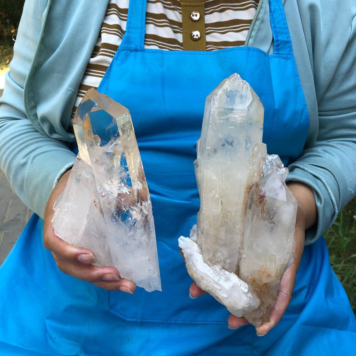 2 pieces 4.35LB Natural Transparent White Quartz Crystal Cluster Specimen 6740