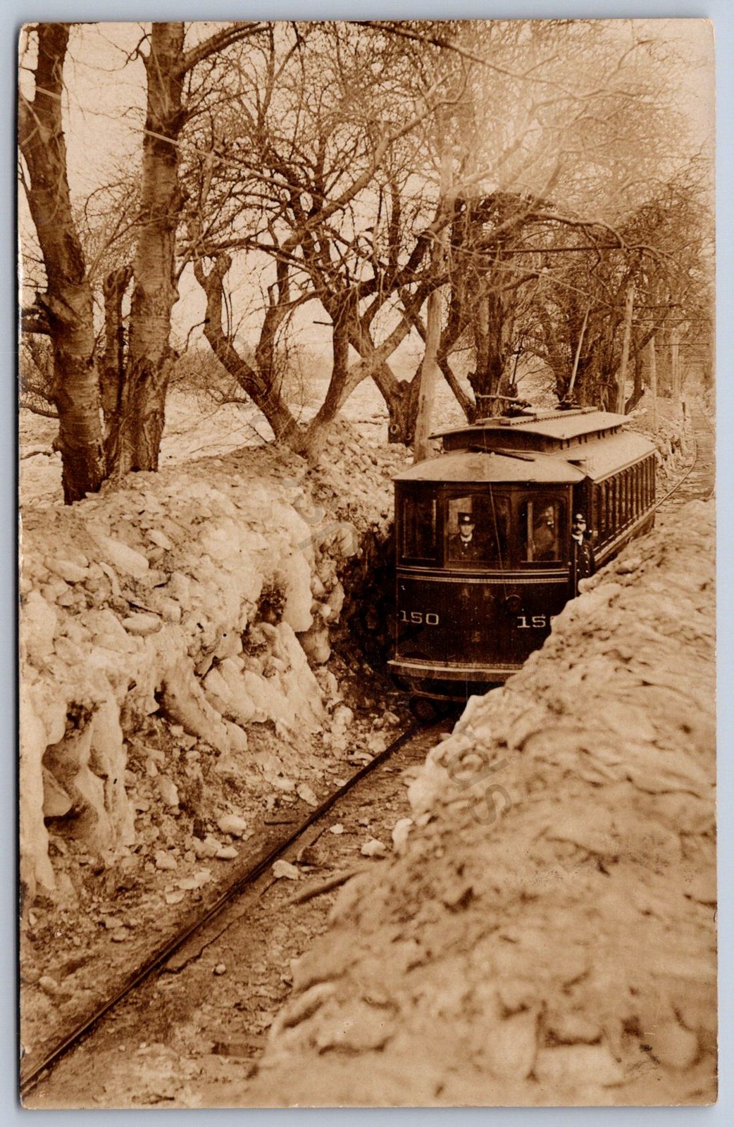 K11/ Trolley RPPC Postcard c1910 Wyoming Pittston Pennsylvania Blizzard 660