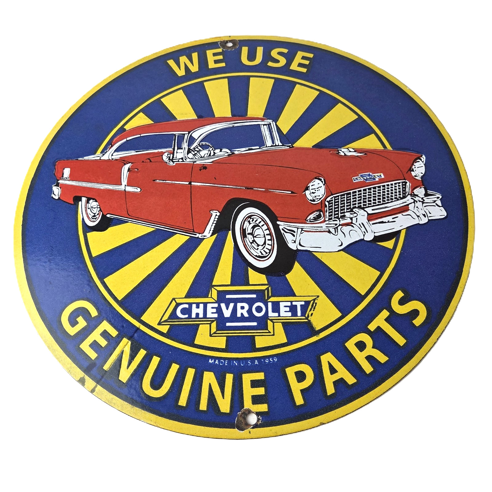 Vintage Chevrolet Sign - Sales Service Genuine Parts Gas Pump Porcelain Sign