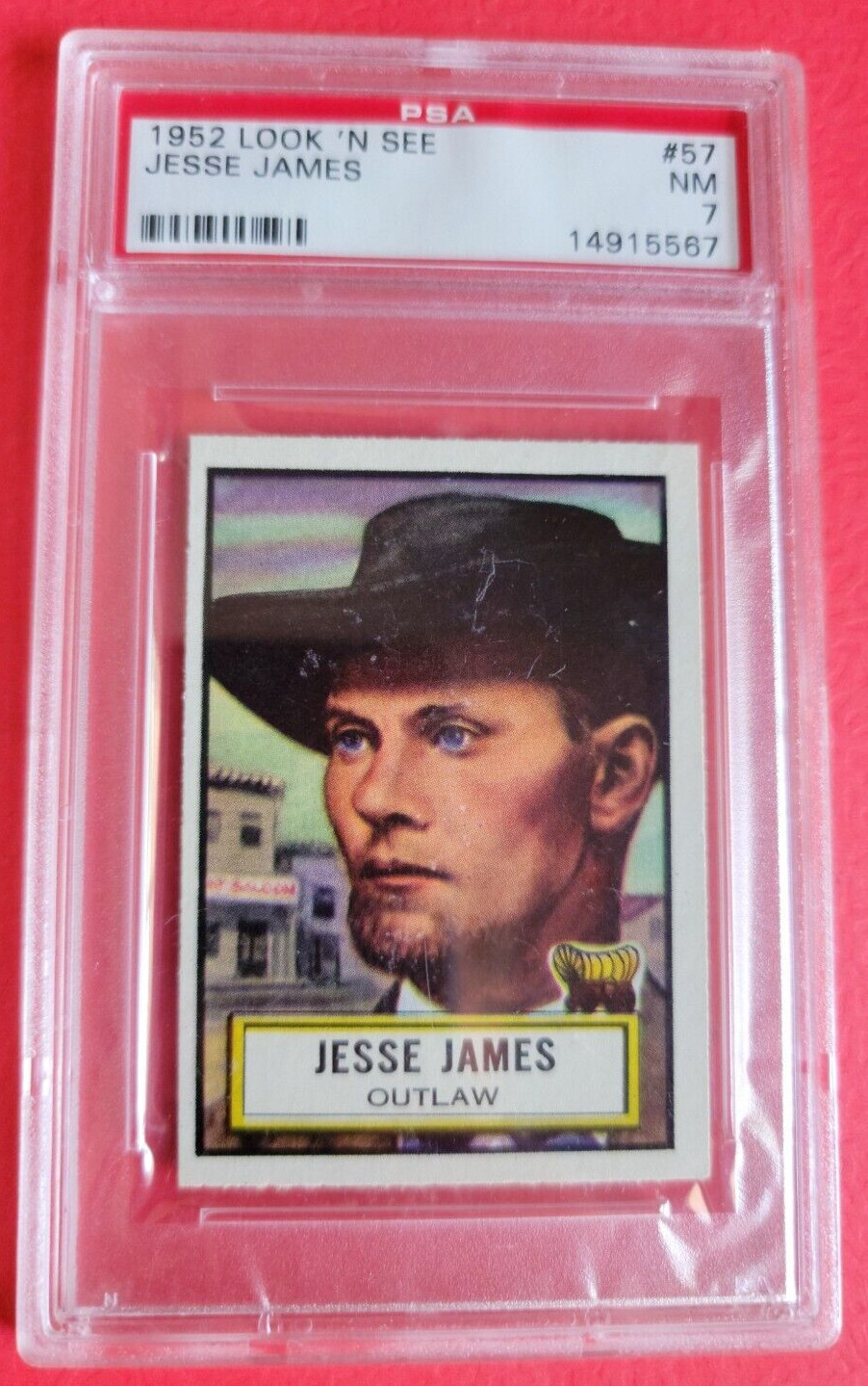 JESSE JAMES OUTLAW 1952 TOPPS LOOK \'N SEE CARD #57 GRADED PSA 7 NEAR MINT