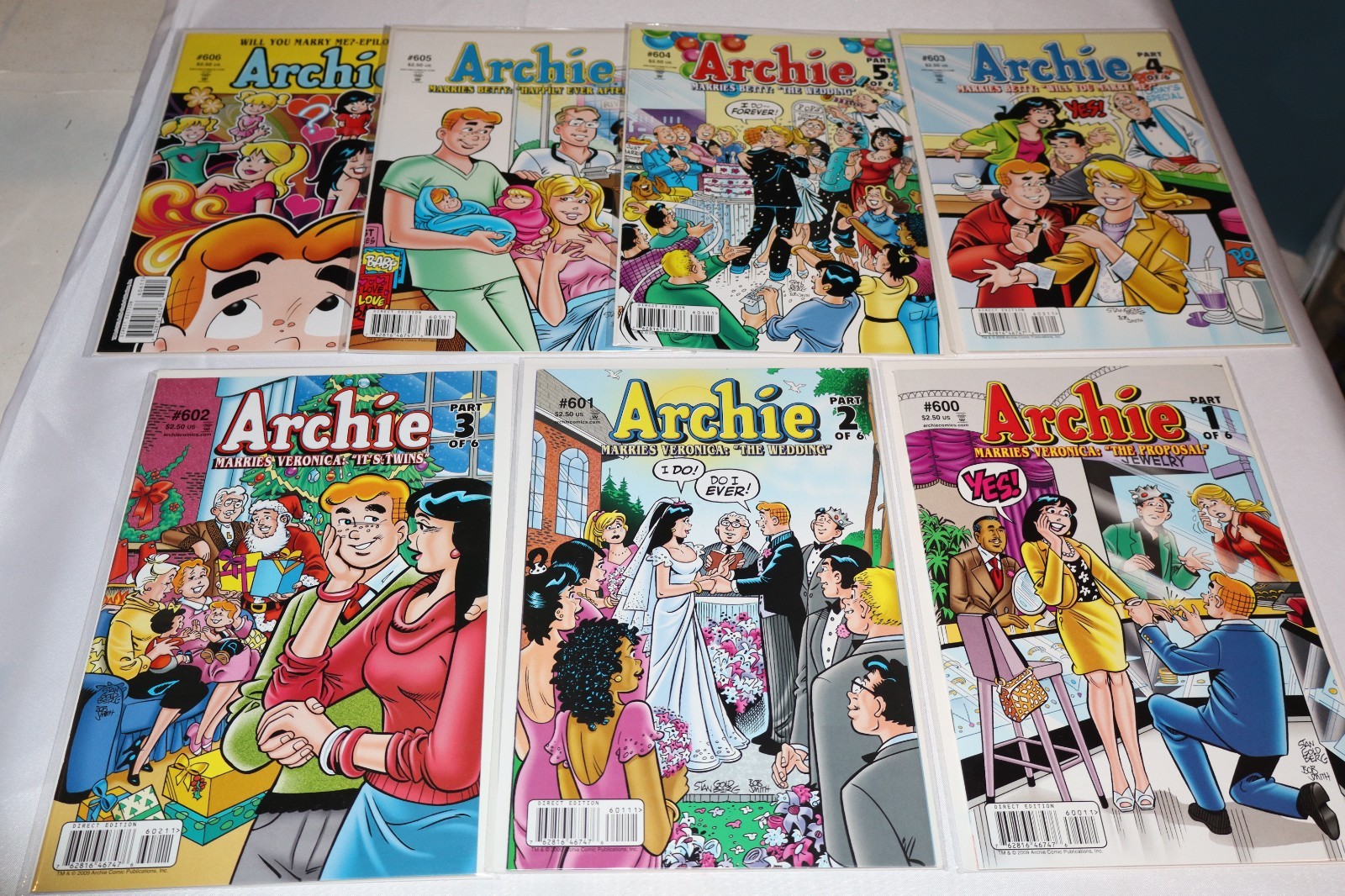 Complete Set Archie marries Veronica Betty set 600-606 1-7 2009 NM BOARDED HTF