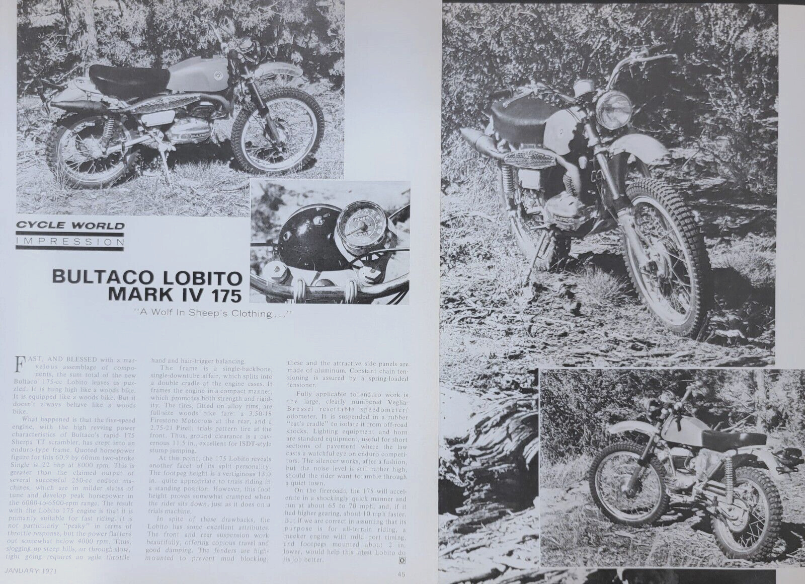 1972 2p Motorcycle Test Article Bultaco Mark IV 175 Lobito