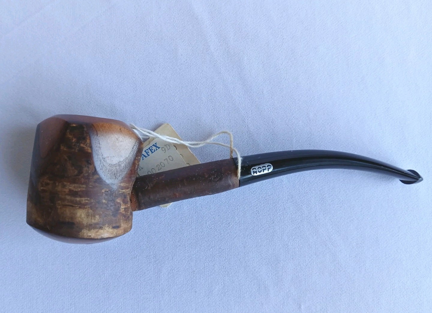 UNSMOKED Vintage Ropp Air-Dry Cherrywood Sitter Poker Pipe France 805 NOS Tag