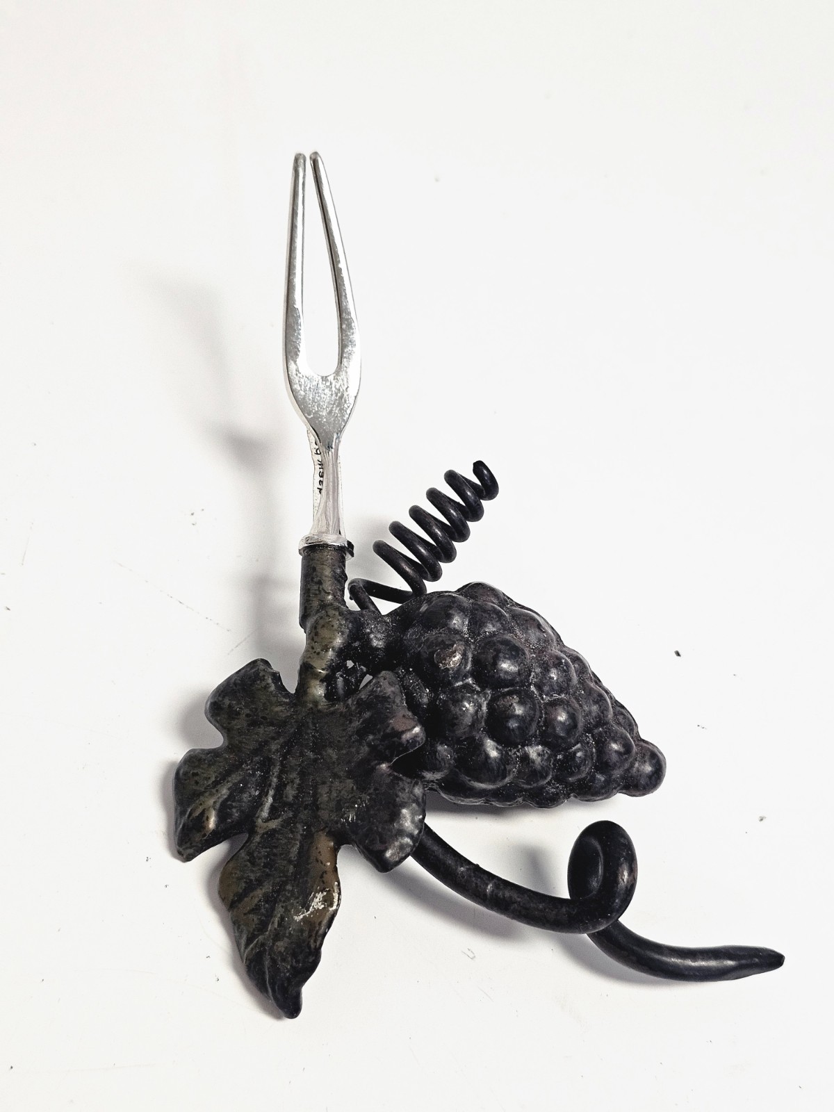 Vintage Grape Vine Corkscrew Bottle Opener Ornate Metal Wine Bar Decor Black