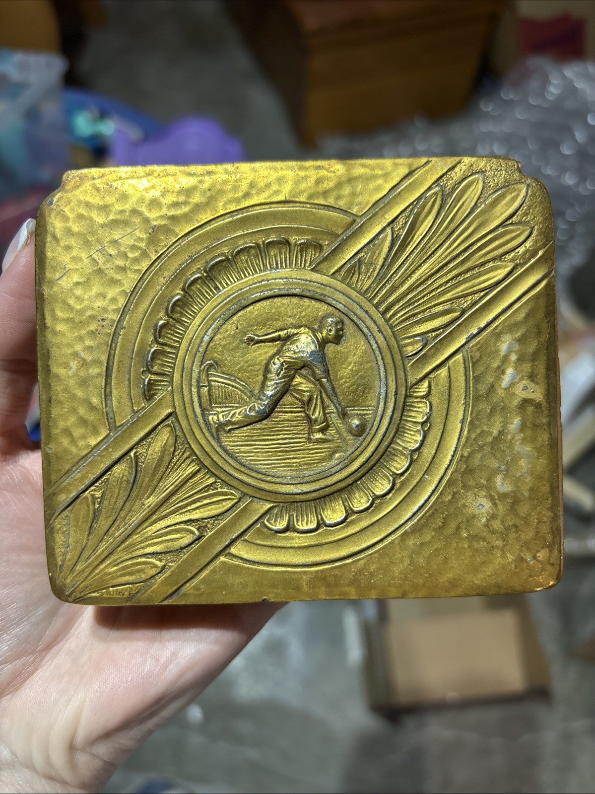 Antique W.B. Mfg Co #790 Bowling Cigarette Box Weidlich Bros Art Deco Antique W.B. Mfg Co #790 Bowling Cigarette Box Weidlich Bros Art Deco