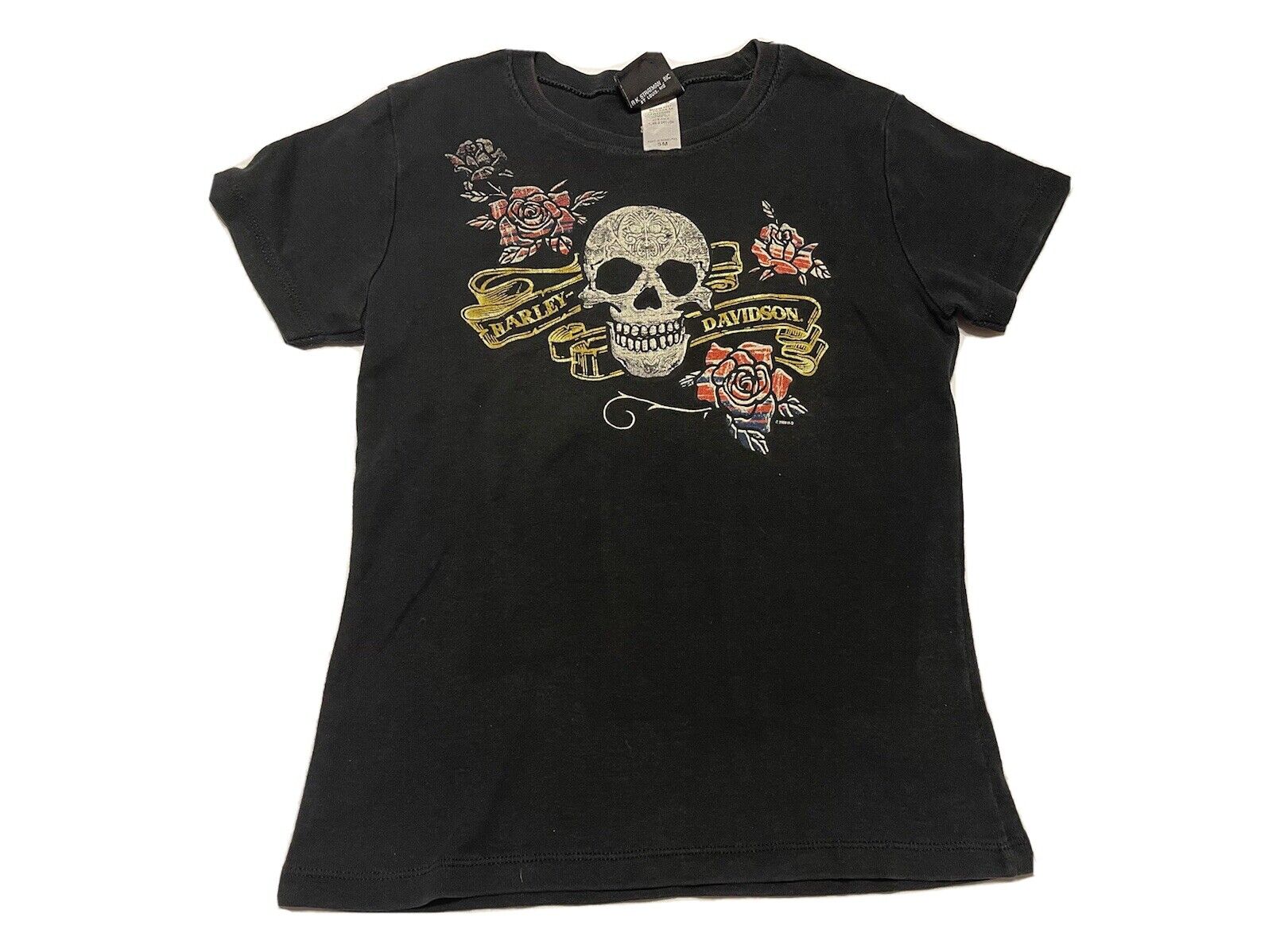 Harley Davidson Minneapolis St. Paul Black Womens Shirt Size S Skull Bones