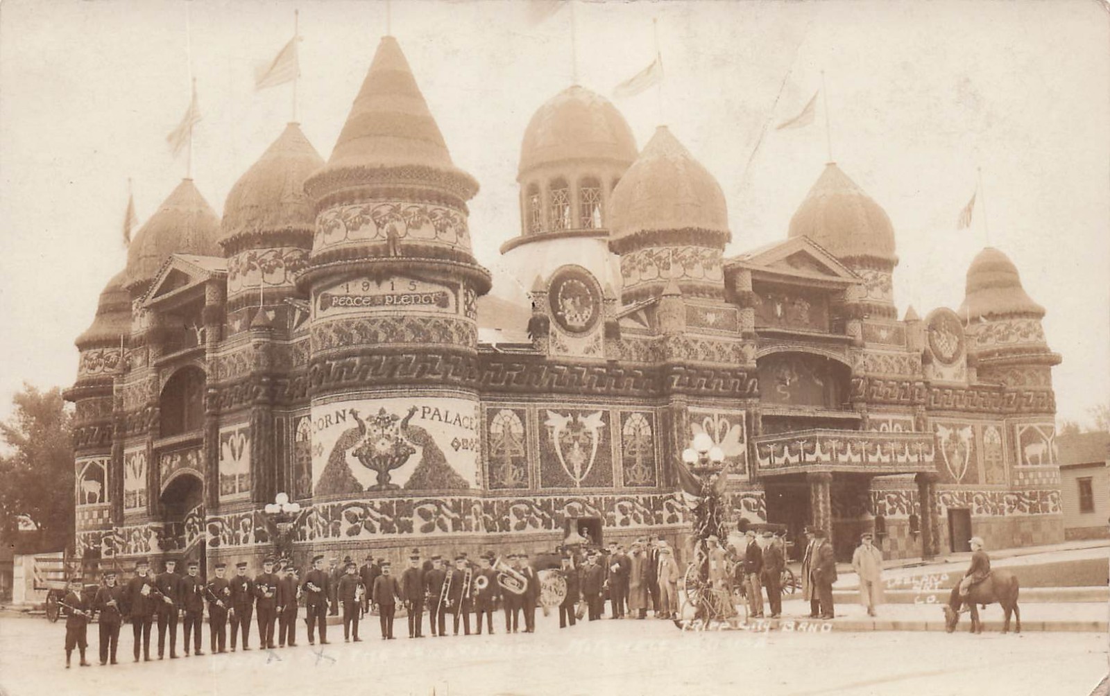 RPPC Mitchell SD Corn Palace Tripp City Musical Band Bicycle Photo Postcard 34A