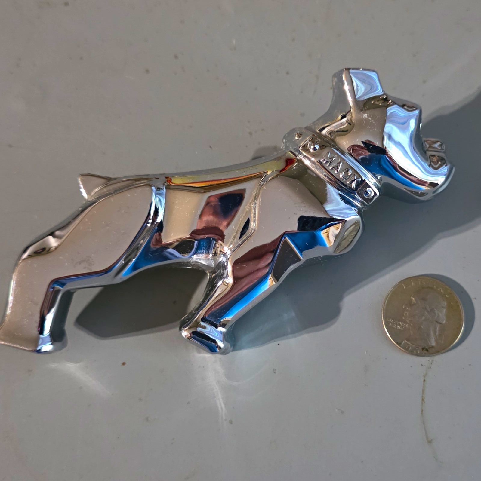 Mack Bulldog Chrome Hood Ornament/Emblem Badges Without Mounting Nuts .